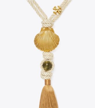 Collier pendentif à pompon en coquillage