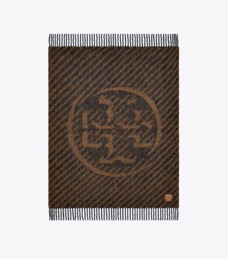 Couverture bouclée à rayures logo