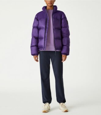 Doudoune matelassée à capuche en nylon contrasté