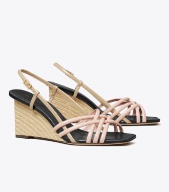Espadrilles à talons compensés et à lanières multiples