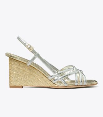 Espadrilles à talons compensés et à lanières multiples
