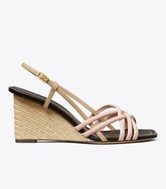 Espadrilles à talons compensés et à lanières multiples
