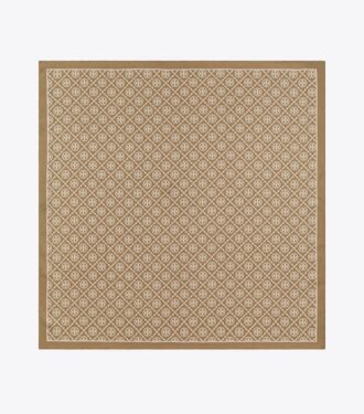 Foulard carré en soie double face T Monogramme