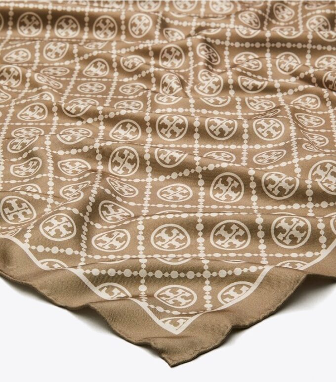 Foulard carré en soie double face T Monogramme Foulard carré en soie double face T Monogramme