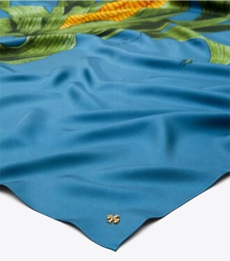 Foulard carré en soie oversize à motif maïs Foulard carré en soie oversize à motif maïs