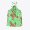 Haut à nœud en satin à motif cachemire Haut à nœud en satin à motif cachemire
