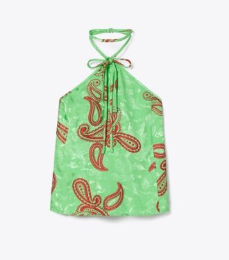 Haut à nœud en satin à motif cachemire