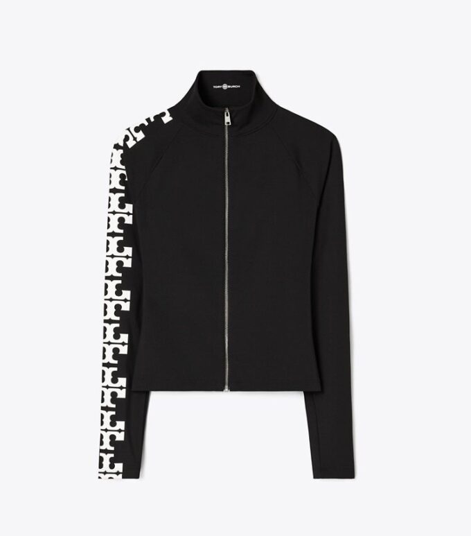 Haut zippé en nylon réfléchissant avec logo Haut zippé en nylon réfléchissant avec logo
