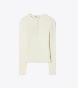 Henley en viscose côtelée