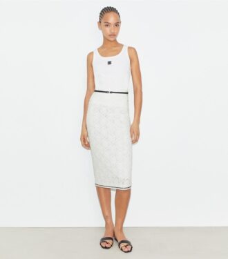 Jupe en coton à logo et dentelle