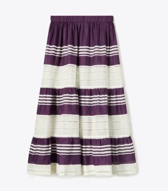 Jupe midi en coton rayé Jupe midi en coton rayé