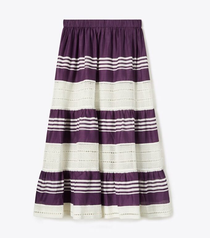 Jupe midi en coton rayé Jupe midi en coton rayé