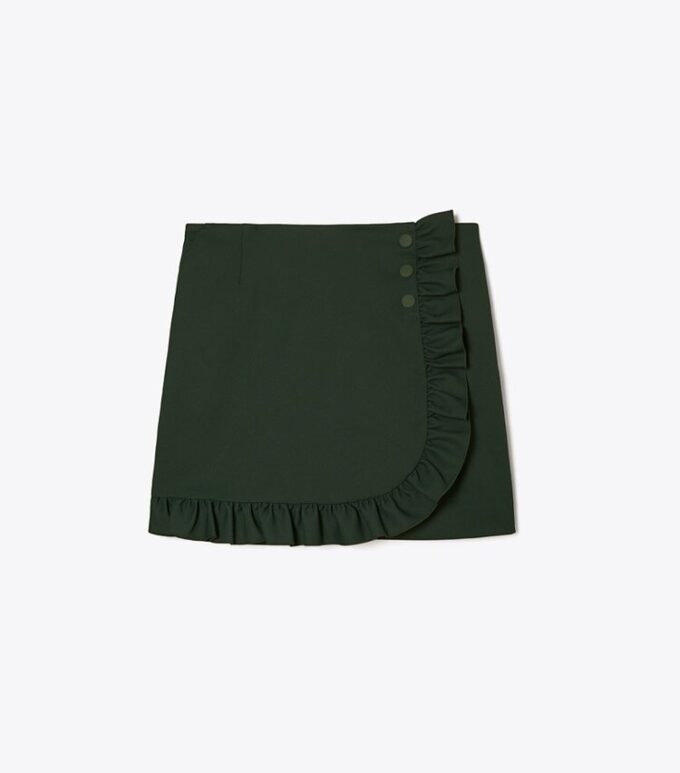 Jupe-short à volants en twill technique