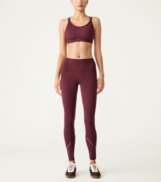 Legging taille haute à compression mélangée avec poches latérales et motif chevron
