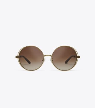 Lunettes de soleil rondes à monture métallique Kira Stripe