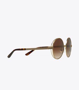 Lunettes de soleil rondes à monture métallique Kira Stripe
