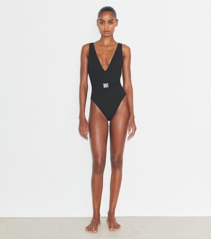 Maillot de bain à ceinture et logo Maillot de bain à ceinture et logo