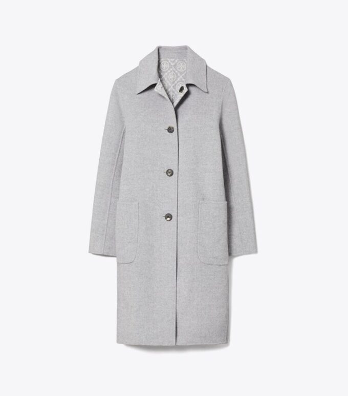 Manteau réversible en laine jacquard T Monogram Manteau réversible en laine jacquard T Monogram