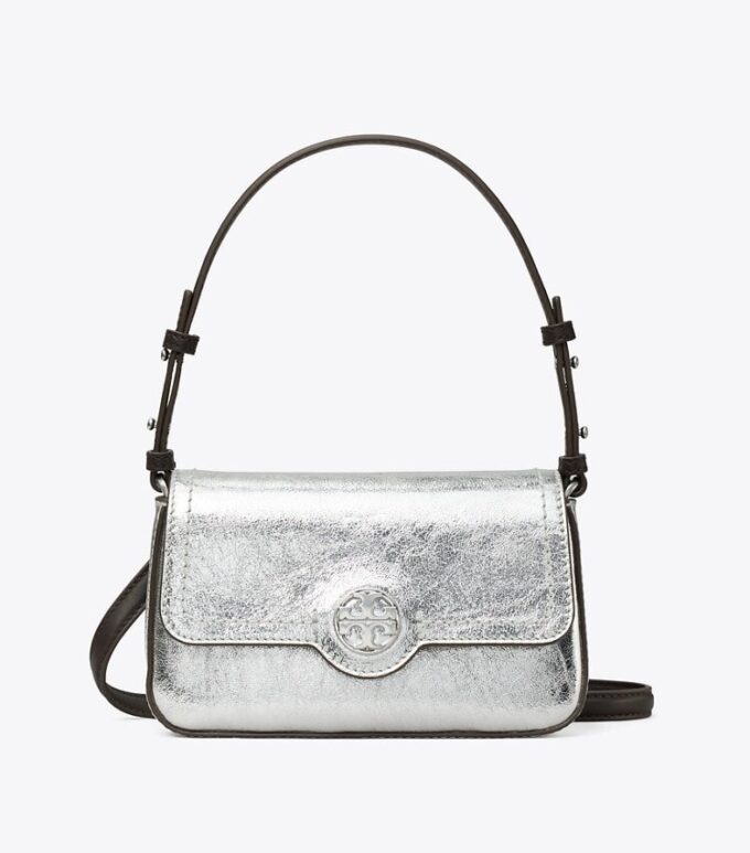 Mini sac à bandoulière en cuir métallisé Mini sac à bandoulière en cuir métallisé