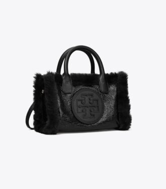 Mini sac fourre-tout Ella en cuir verni et peau lainée