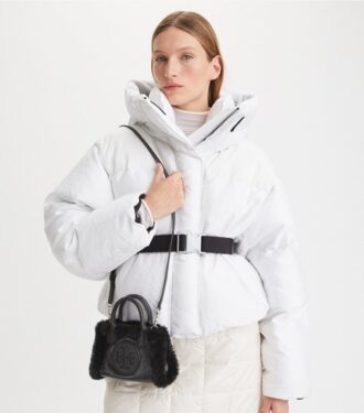 Mini sac fourre-tout Ella en cuir verni et peau lainée