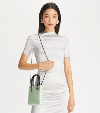 Mini sac fourre-tout en satin avec poignées serpent