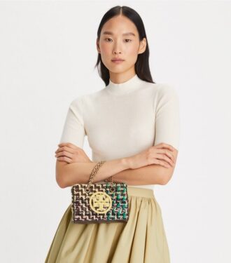 Mini sac à main Fleming en tweed souple avec chaîne