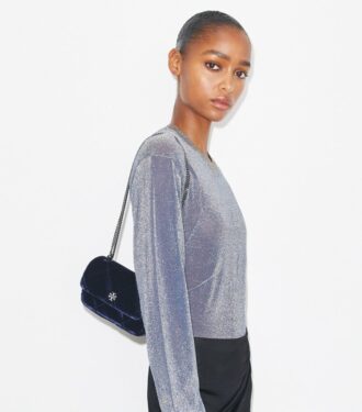 Mini sac à rabat Kira Diamond Quilt Velvet Pavé