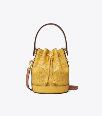 Mini sac seau en cuir perforé T Monogram