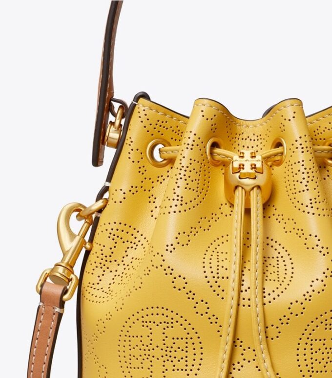 Mini sac seau en cuir perforé T Monogram Mini sac seau en cuir perforé T Monogram