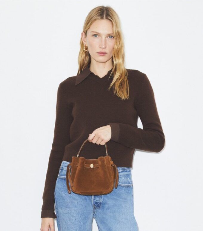 Mini sac seau Romy en daim Mini sac seau Romy en daim