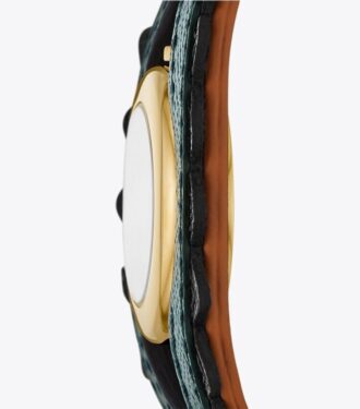 Montre-bracelet Evil Eye, cuir Luggage/vert, 27 mm