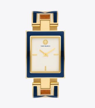 Montre Buddy Bangle, acier inoxydable bleu marine/doré, 25 x 32 mm