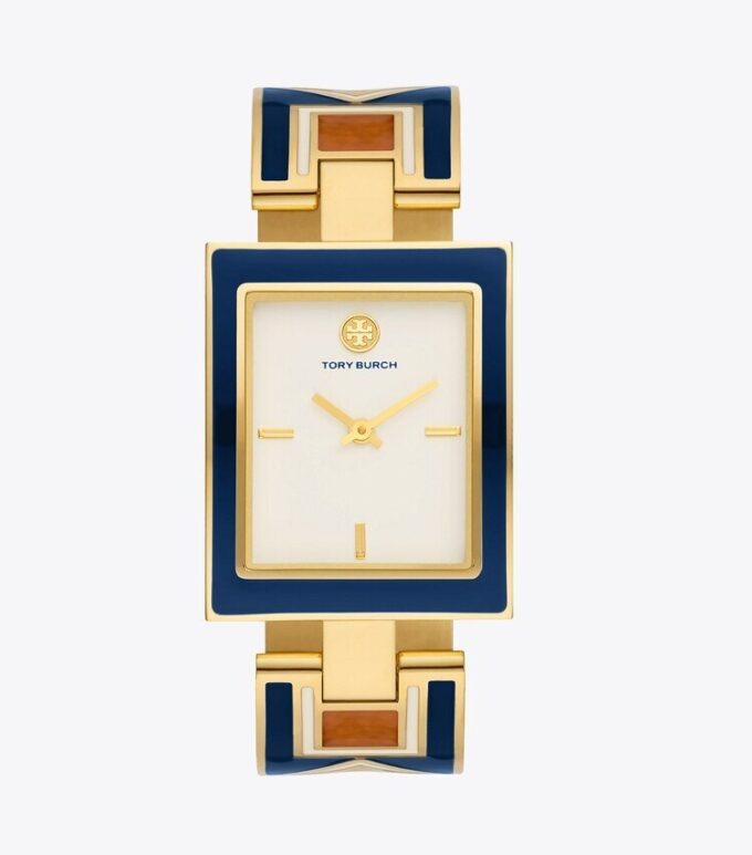 Montre Buddy Bangle, acier inoxydable bleu marine/doré, 25 x 32 mm Montre Buddy Bangle, acier inoxydable bleu marine/doré, 25 x 32 mm