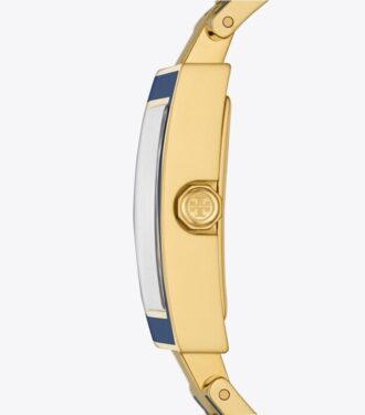 Montre Buddy Bangle, acier inoxydable bleu marine/doré, 25 x 32 mm