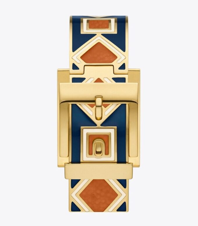 Montre Buddy Bangle, acier inoxydable bleu marine/doré, 25 x 32 mm Montre Buddy Bangle, acier inoxydable bleu marine/doré, 25 x 32 mm
