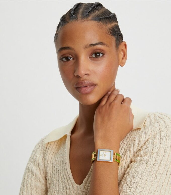 Montre Buddy Bangle, acier inoxydable doré/multicolore, 26 x 32 mm Montre Buddy Bangle, acier inoxydable doré/multicolore, 26 x 32 mm