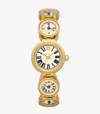 Montre Clock, acier inoxydable doré