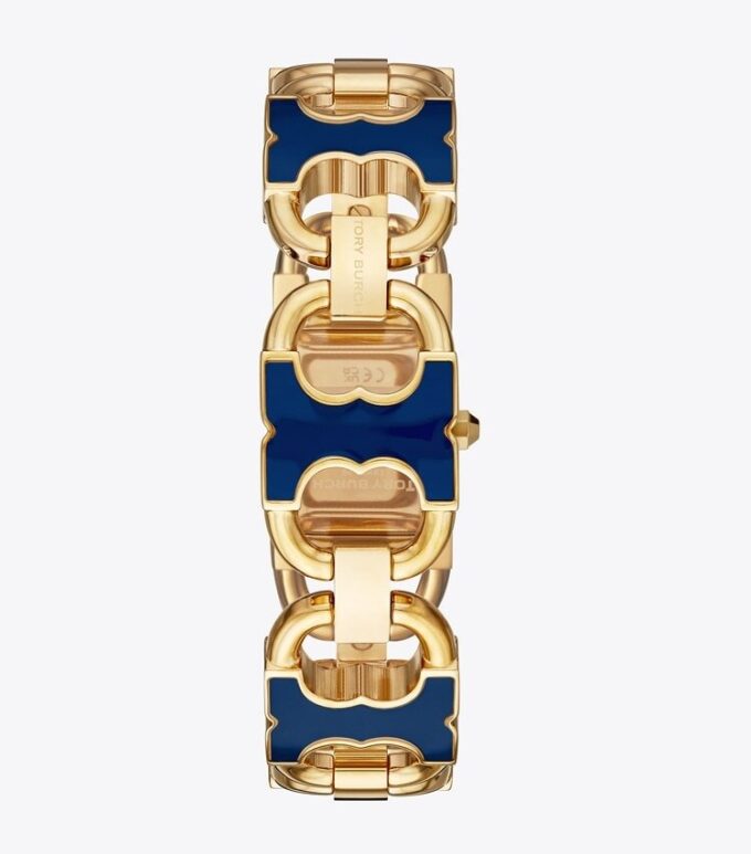 Montre Double T Link, acier inoxydable doré/bleu marine Montre Double T Link, acier inoxydable doré/bleu marine