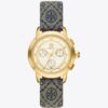 Montre Tory Monogram T, bleu marine/acier inoxydable doré, 37 x 37 mm Montre Tory Monogram T, bleu marine/acier inoxydable doré, 37 x 37 mm