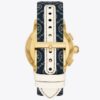 Montre Tory T Monogram, cuir/acier inoxydable doré Montre Tory T Monogram, cuir/acier inoxydable doré
