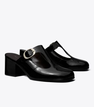 Mules à talons et bride en T violettes