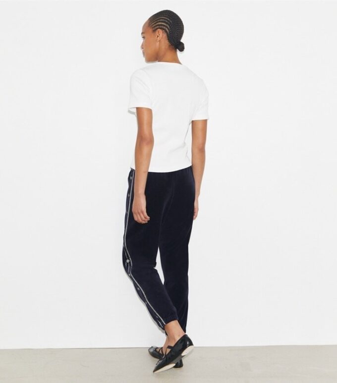 Pantalon de jogging en velours avec logo T Pantalon de jogging en velours avec logo T