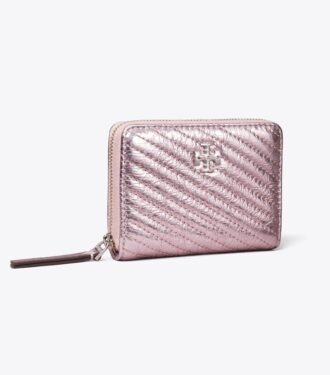 Petit portefeuille zippé Kira Moto Quilt Metallic