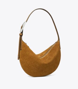 Petit sac ballon en daim T Monogram