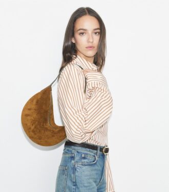 Petit sac ballon en daim T Monogram
