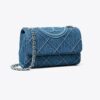 Petit sac à bandoulière convertible en denim souple Fleming Petit sac à bandoulière convertible en denim souple Fleming