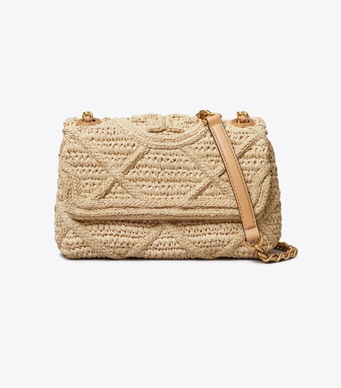 Petit sac à bandoulière convertible Fleming en paille souple Petit sac à bandoulière convertible Fleming en paille souple