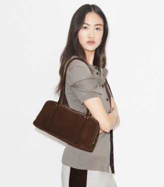 Petit sac à bandoulière en daim Marshmallow