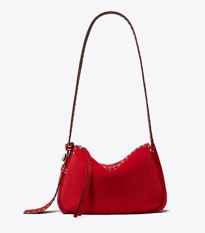 Petit sac à bandoulière Romy en daim avec surpiqûres Petit sac à bandoulière Romy en daim avec surpiqûres